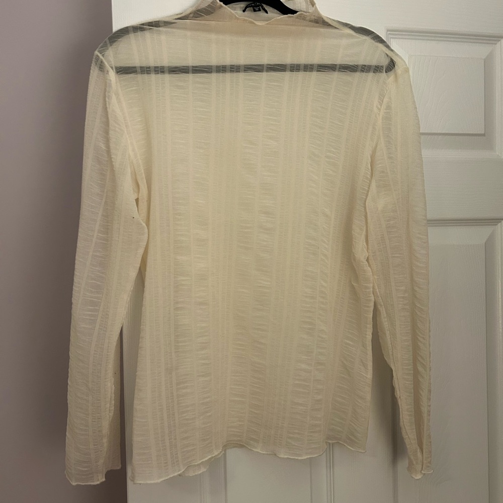 Sheer Cream Long Sleeve Top